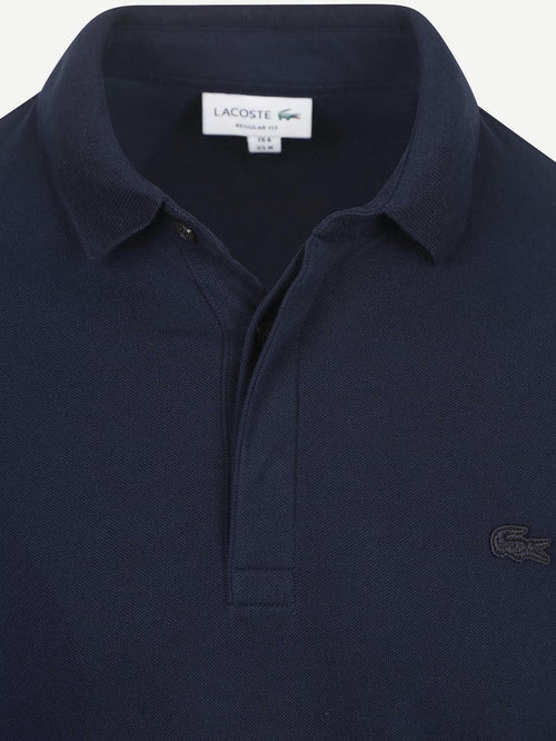 Longsleeve poloshirt piqué donkerblauw