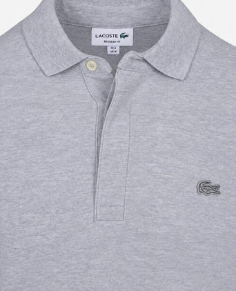 Longsleeve poloshirt piqué licht grijs