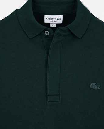 Longsleeve poloshirt piqué donkergroen