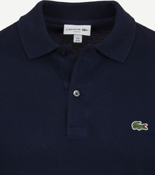 Lacoste poloshirt pique longsleeve donkerblauw | Slim-fit