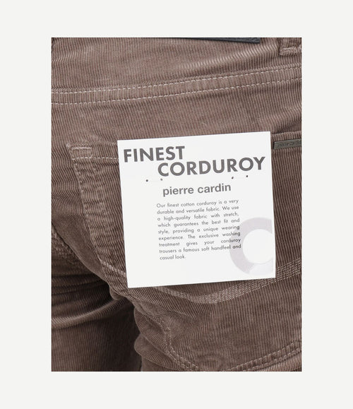 Broek Lyon tapered corduroy taupe