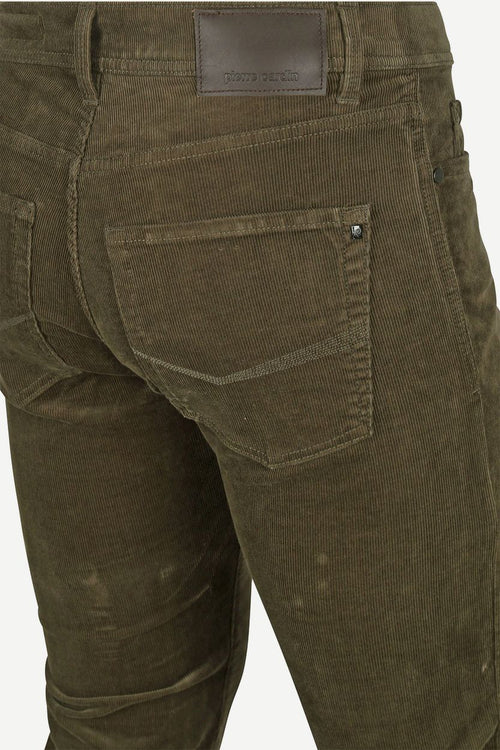 Broek Lyon future flex corduroy olijfgroen