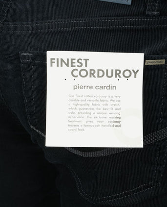 Broek Lyon tapered corduroy donkerblauw