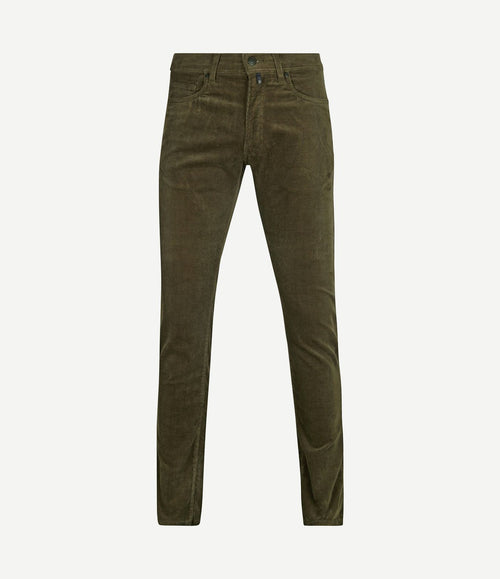 Broek Lyon future flex corduroy olijfgroen