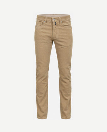 Broek Lyon tapered corduroy beige