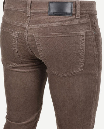 Broek Lyon tapered corduroy taupe
