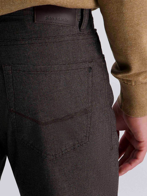 Pierre Cardin broek Lyon tapered print bruin