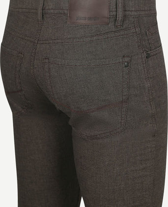 Pierre Cardin broek Lyon tapered print bruin