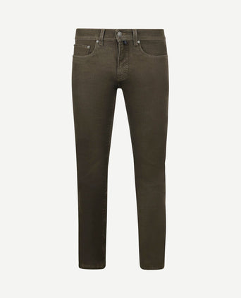 Broek Lyon tapered raw bruin