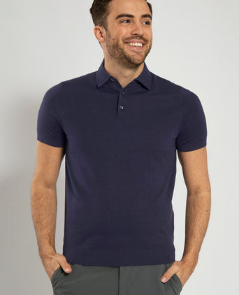 Knitted polo donkerblauw