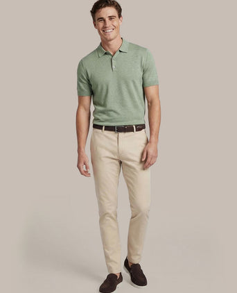 Knitted polo cotton linen groen