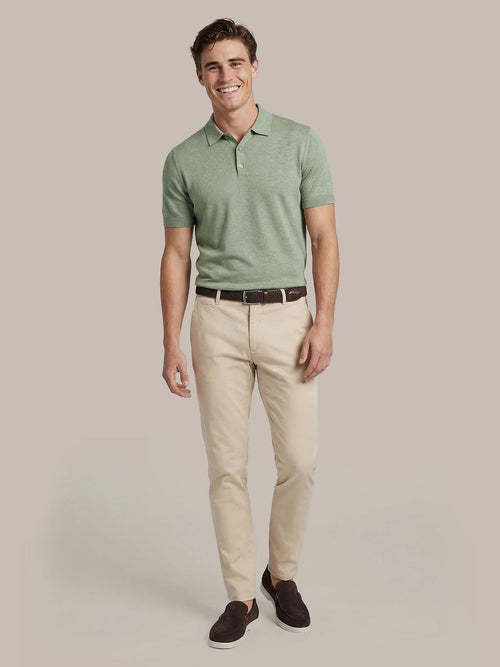 Knitted polo cotton linen groen