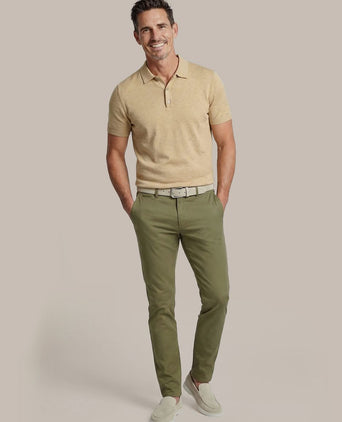 Knitted polo cotton linen beige