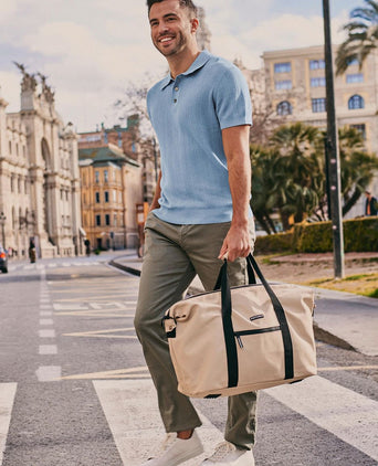 Knitted jacquard polo lichtblauw