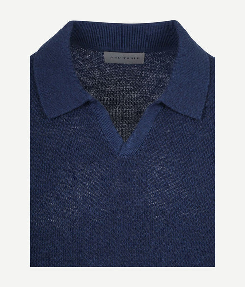 Polo riva bean linen cotton donkerblauw