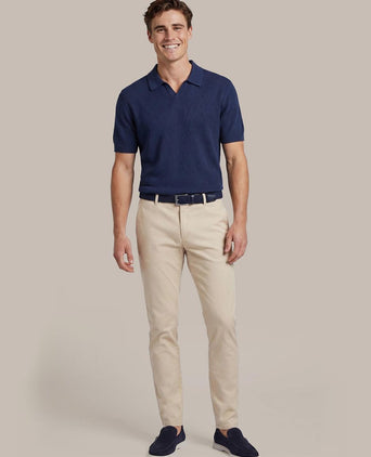 Polo riva bean linen cotton donkerblauw