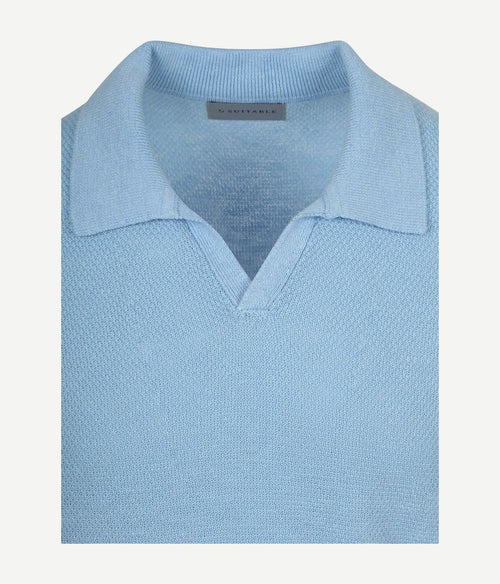 Polo riva bean linen cotton lichtblauw