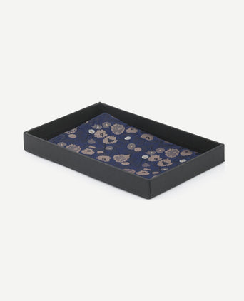 Zijde pochet bloem donkerblauw