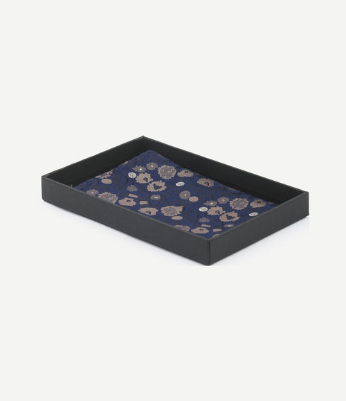 Zijde pochet bloem donkerblauw