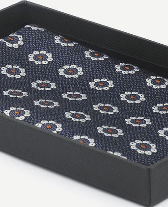 Zijde pochet bloem donkerblauw