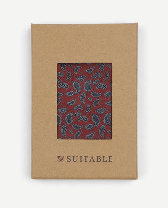 Zijde pochet paisley bordeaux