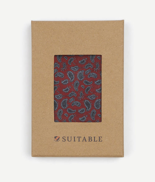 Zijde pochet paisley bordeaux