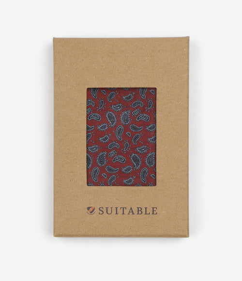 Zijde pochet paisley bordeaux