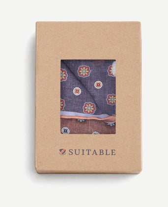 Pochet reversible dots donkerblauw en bruin