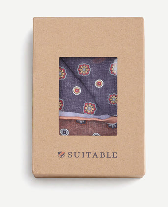 Pochet reversible dots donkerblauw en bruin
