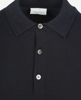 Knitted poloshirt donkerblauw