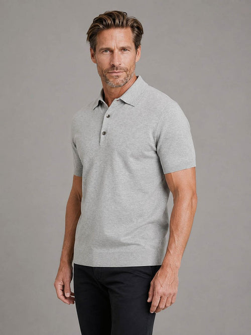 Knitted poloshirt grijs