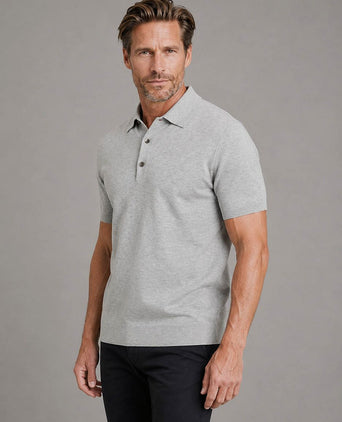 Knitted poloshirt grijs