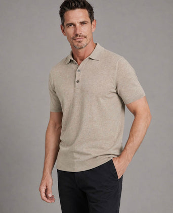 Knitted poloshirt beige