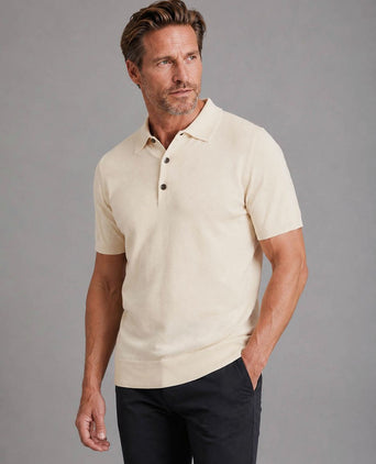 Knitted poloshirt ecru