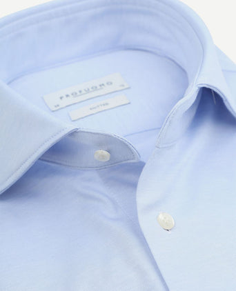 Profuomo knitted overhemd lichtblauw | Slim-fit