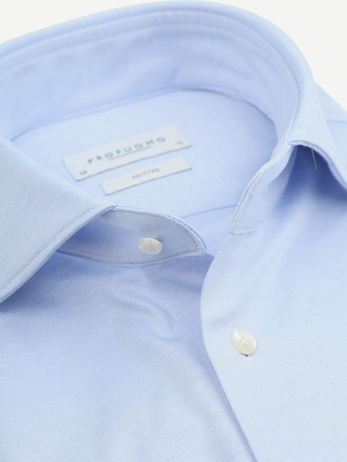 Profuomo knitted overhemd lichtblauw | Slim-fit