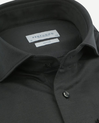 Profuomo knitted overhemd donkergroen | Slim-fit