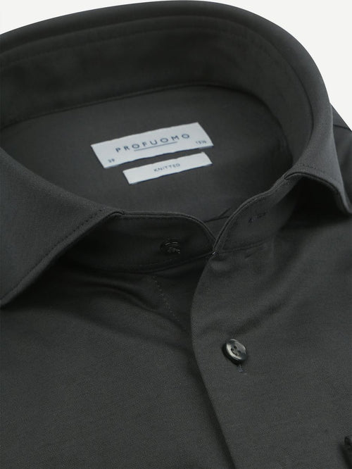 Profuomo knitted overhemd donkergroen | Slim-fit
