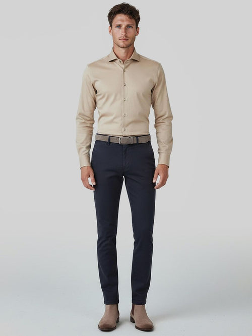 Knitted overhemd beige