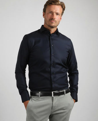 Twill overhemd donkerblauw