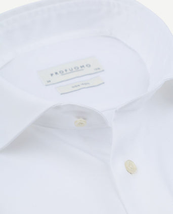 Profuomo twill overhemd extra lange mouwen wit | Slim-fit