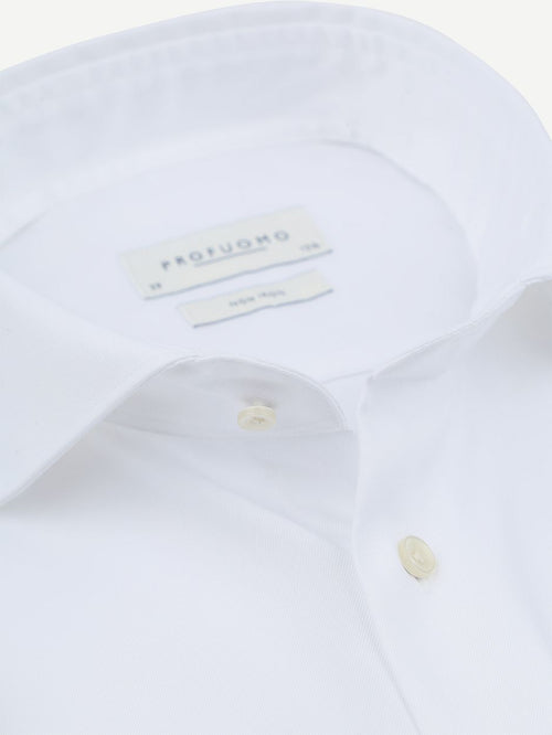Profuomo twill overhemd extra lange mouwen wit | Slim-fit