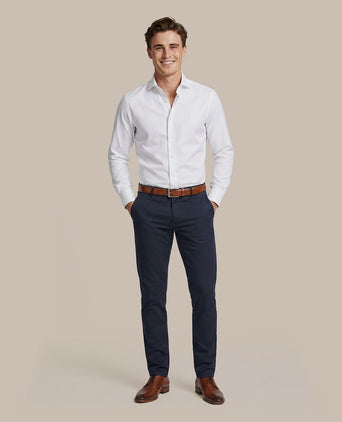 Twill overhemd extra lange mouwen wit