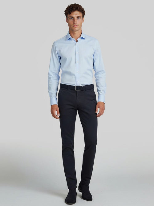 Twill overhemd extra lange mouwen lichtblauw