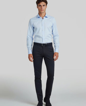 Twill overhemd extra lange mouwen lichtblauw