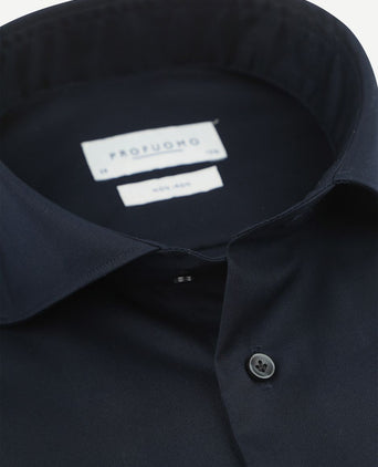 Profuomo twill overhemd extra lange mouwen donkerblauw | Slim-fit