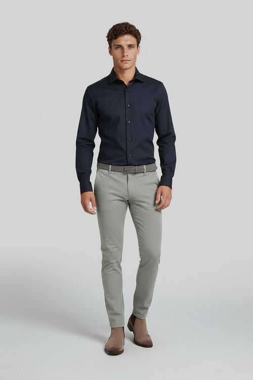 Profuomo twill overhemd extra lange mouwen donkerblauw | Slim-fit