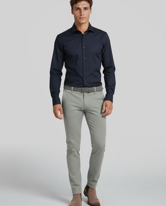 Twill overhemd extra lange mouwen donkerblauw
