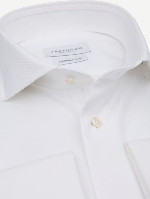 Shirt cutaway dubbel manchet off white