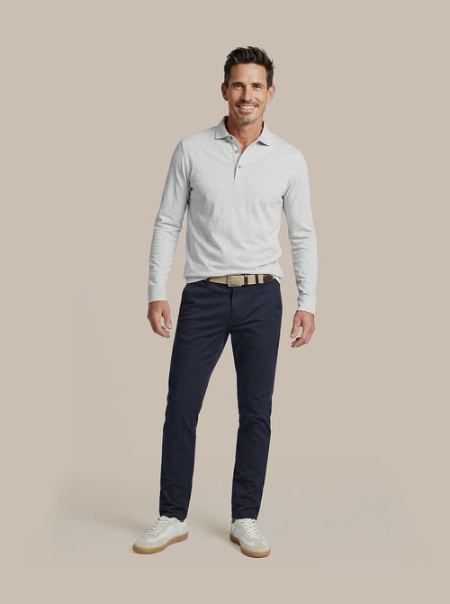 Longsleeve polo grijs melange